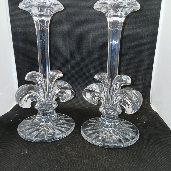 Vintage Russian Crystal Candle Holder 8.5” Tall By 4” in Diameter Set Of 2 L3 - Picture 2 of 6